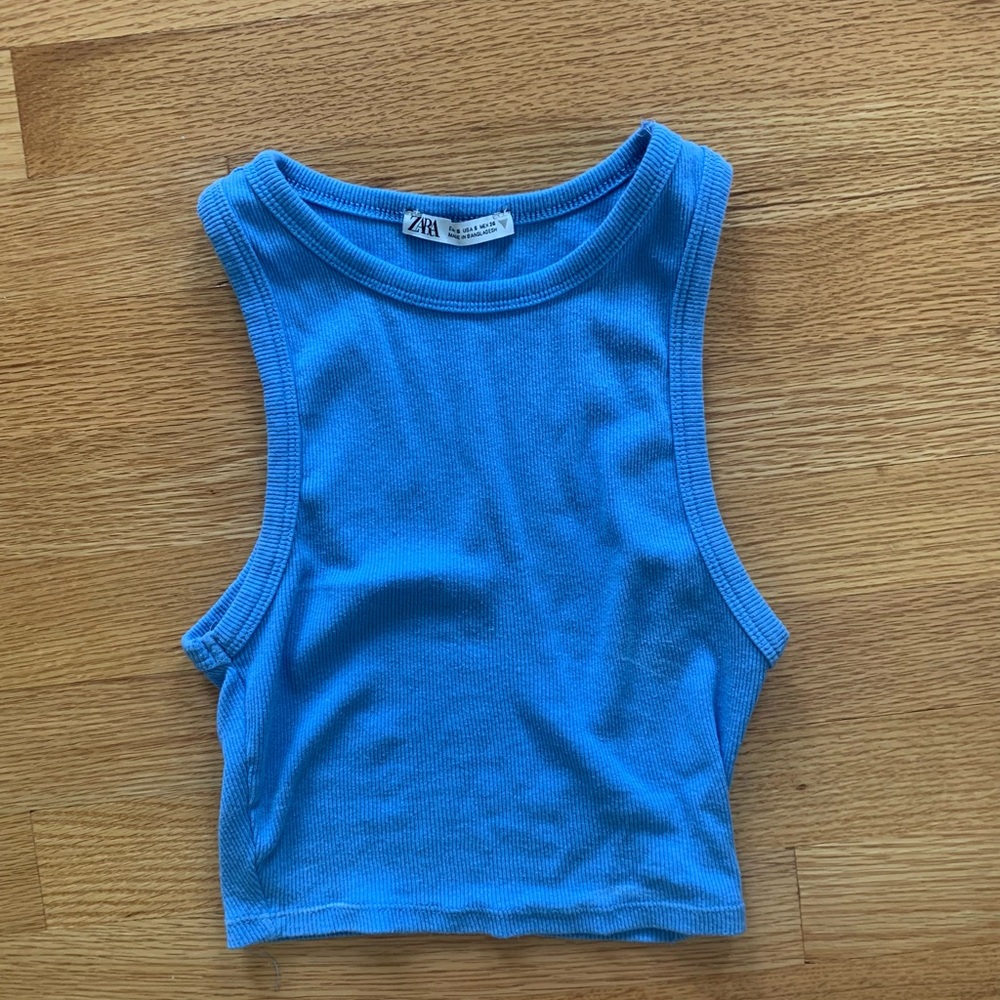 Zara blue crop top halter neck